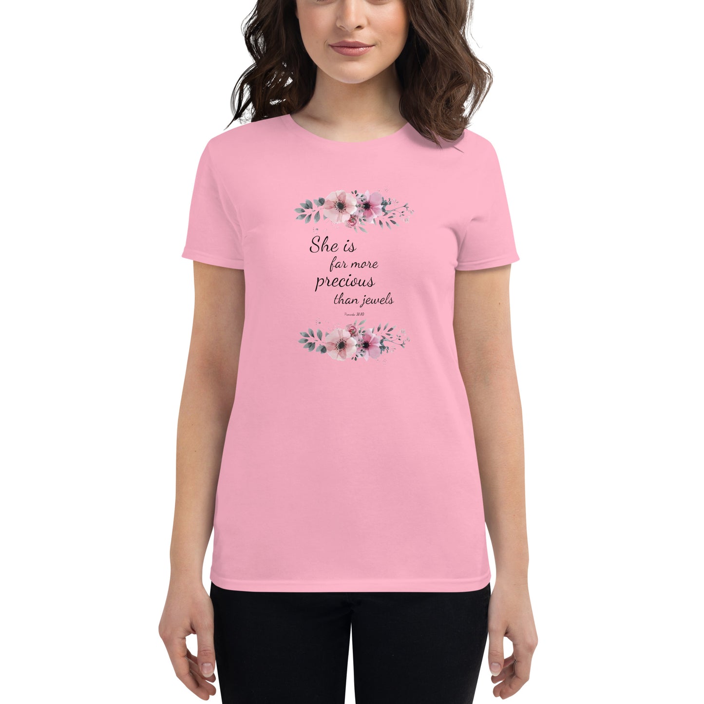 Proverbs 31:10 More Than Many Jewels Women's Short Sleeve Shirt