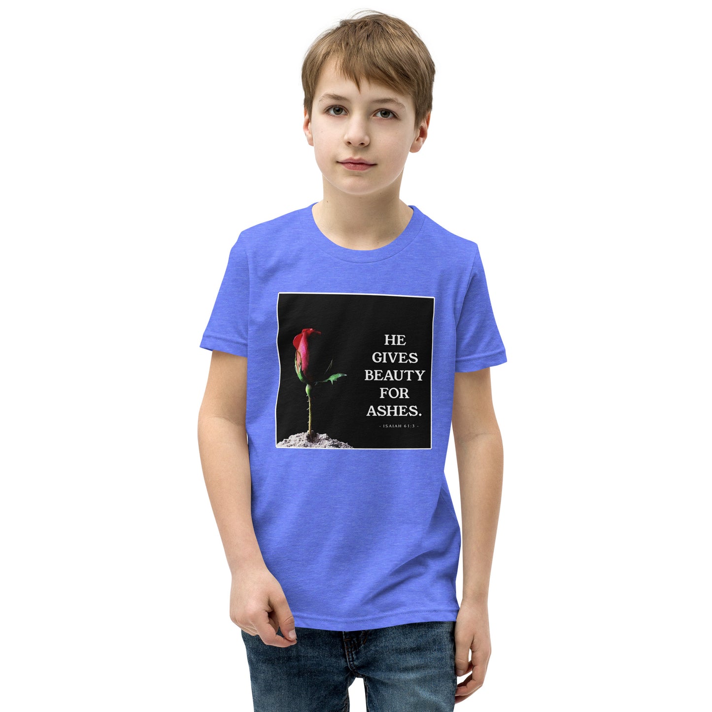 Isaiah 61:3 Beauty For Ashes Youth Short Sleeve T-Shirt