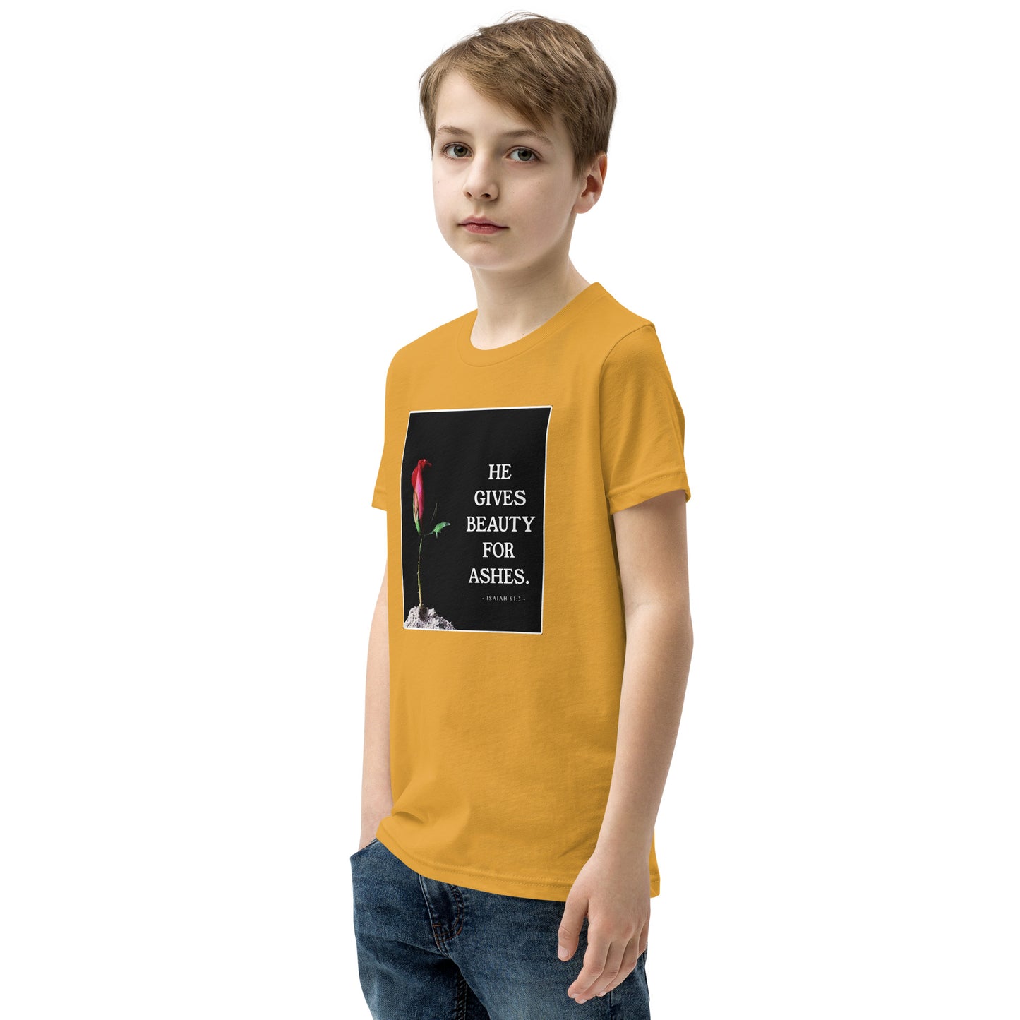 Isaiah 61:3 Beauty For Ashes Youth Short Sleeve T-Shirt