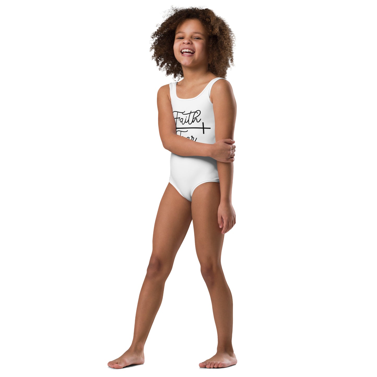 Faith Over Fear All-Over Print Kids Swimsuit