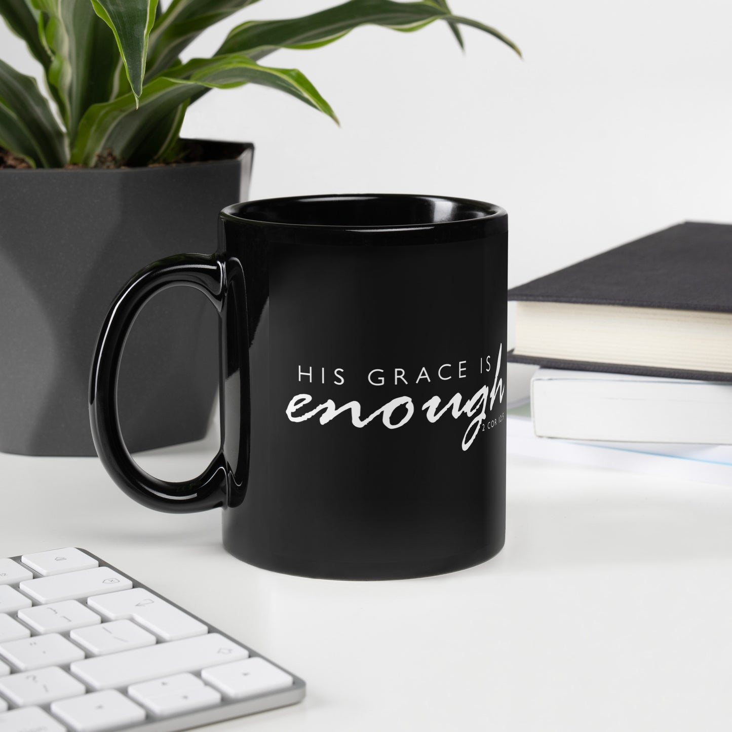 2 Corinthians 12:9 His Grace Is Enough Black Glossy Mug