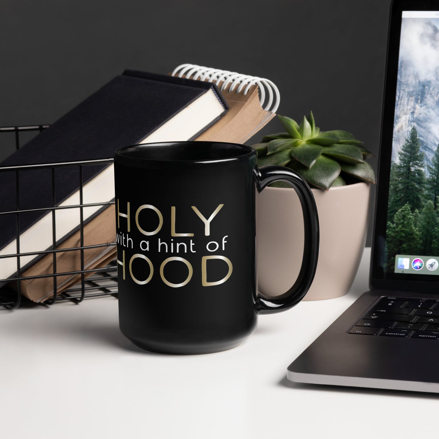 Holy With A Hint of Hood Black Glossy Mug