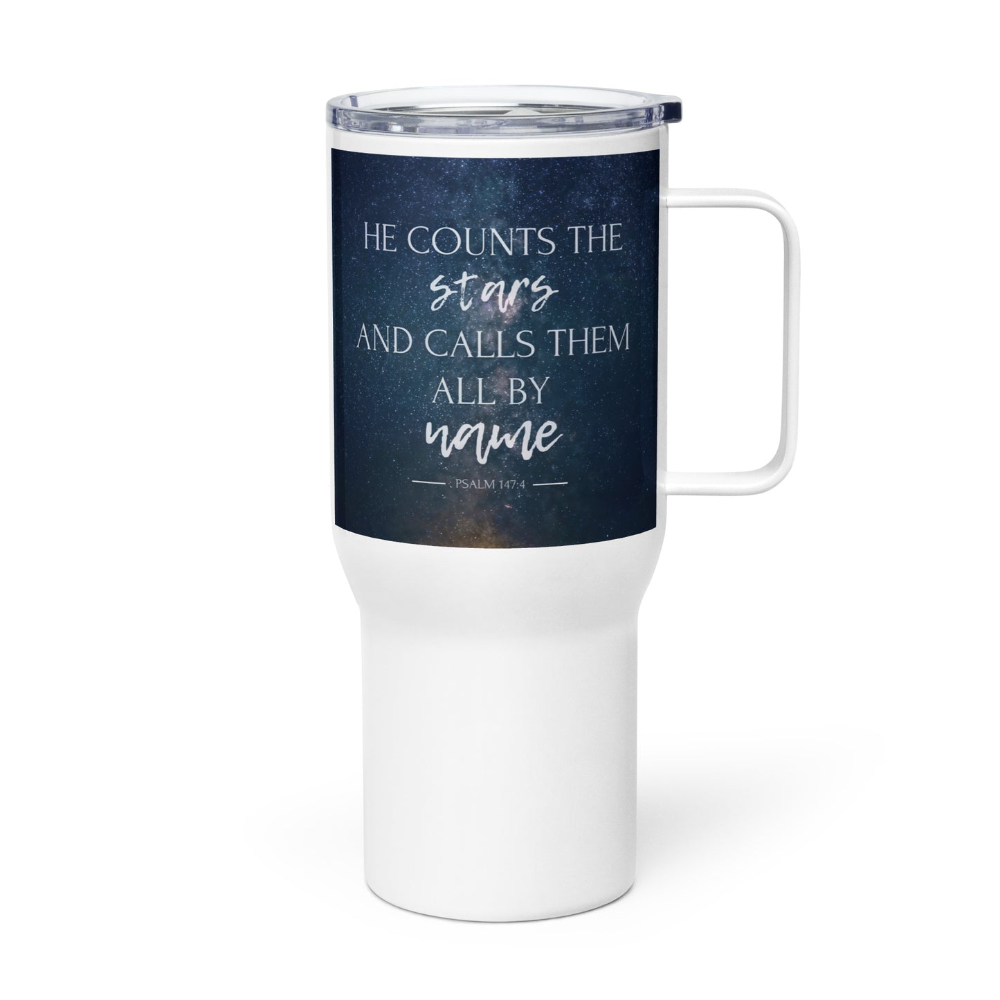 Psalm 147:4 He Counts The Stars Travel Mug with Handle