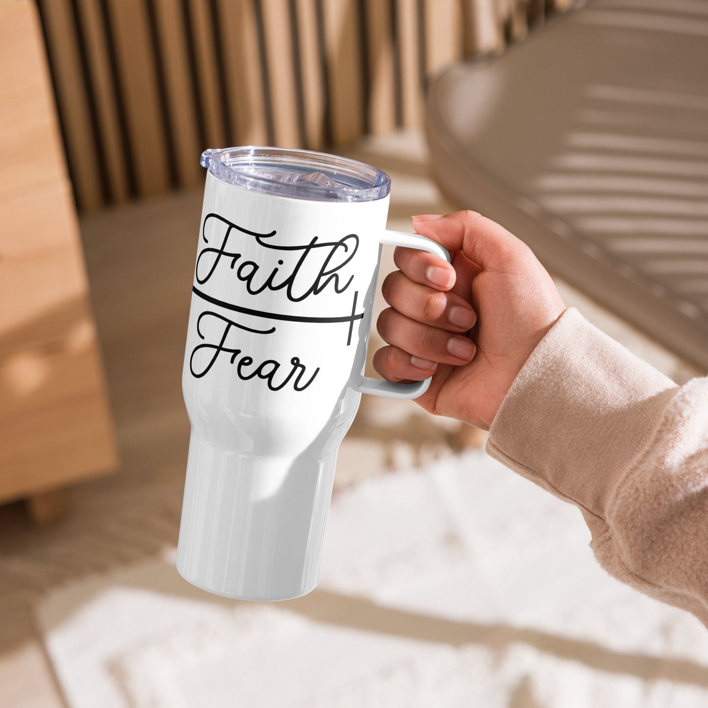 Faith Over Fear Travel Mug With Handle