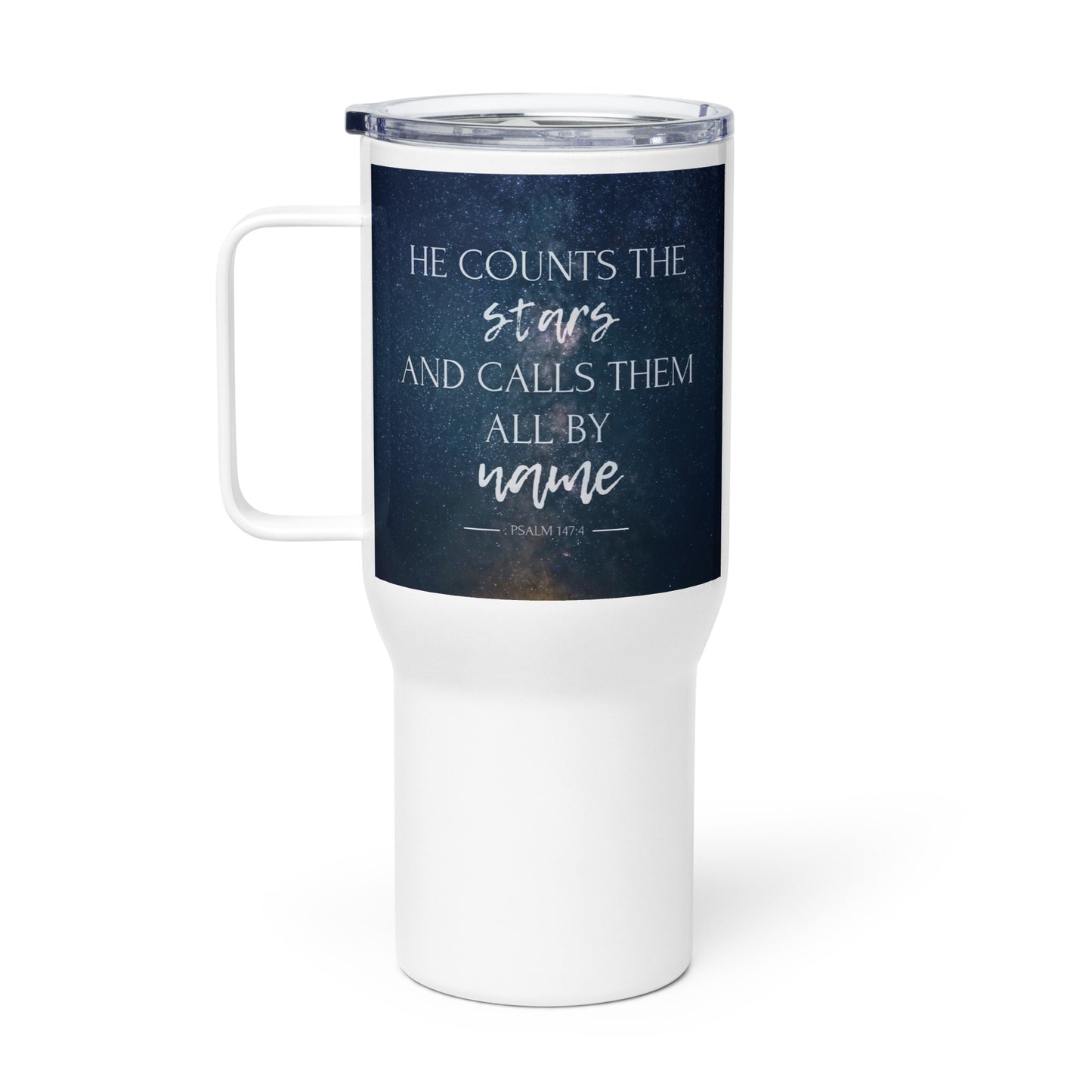 Psalm 147:4 He Counts The Stars Travel Mug with Handle