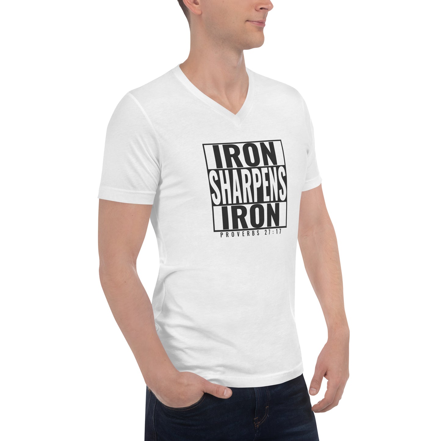 Iron Sharpens Iron Unisex Short Sleeve V-Neck T-Shirt