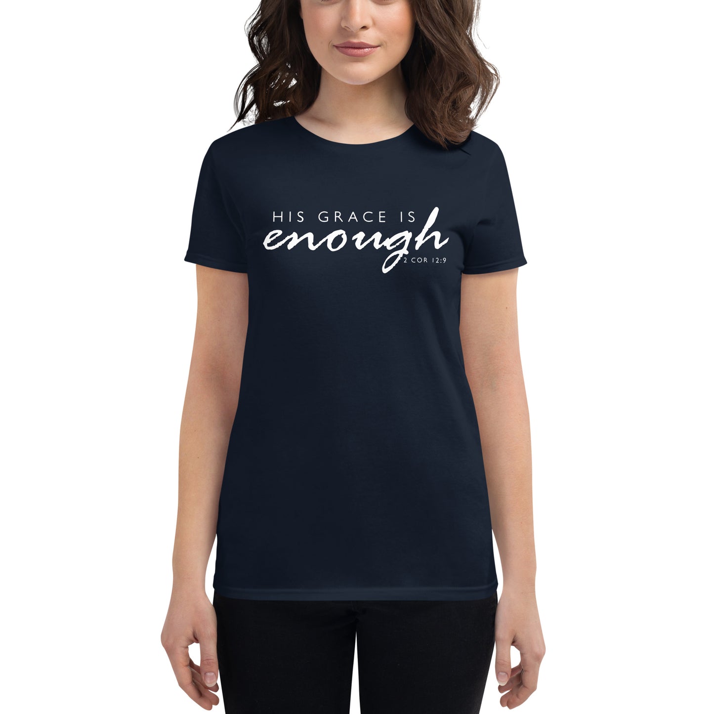 2 Corinthians 12:9 His Grace Is Enough Women's Short Sleeve Shirt