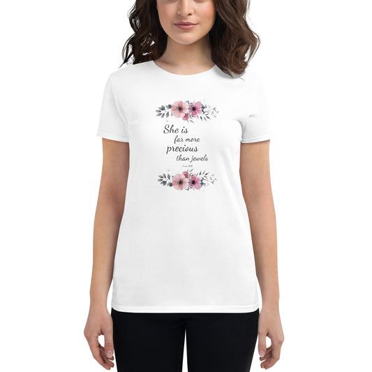 Proverbs 31:10 More Than Many Jewels Women's Short Sleeve Shirt