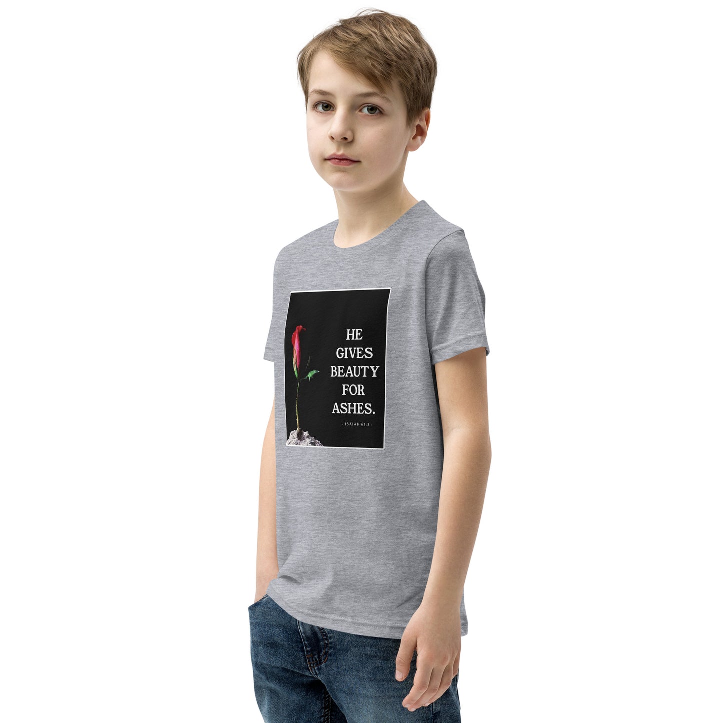 Isaiah 61:3 Beauty For Ashes Youth Short Sleeve T-Shirt