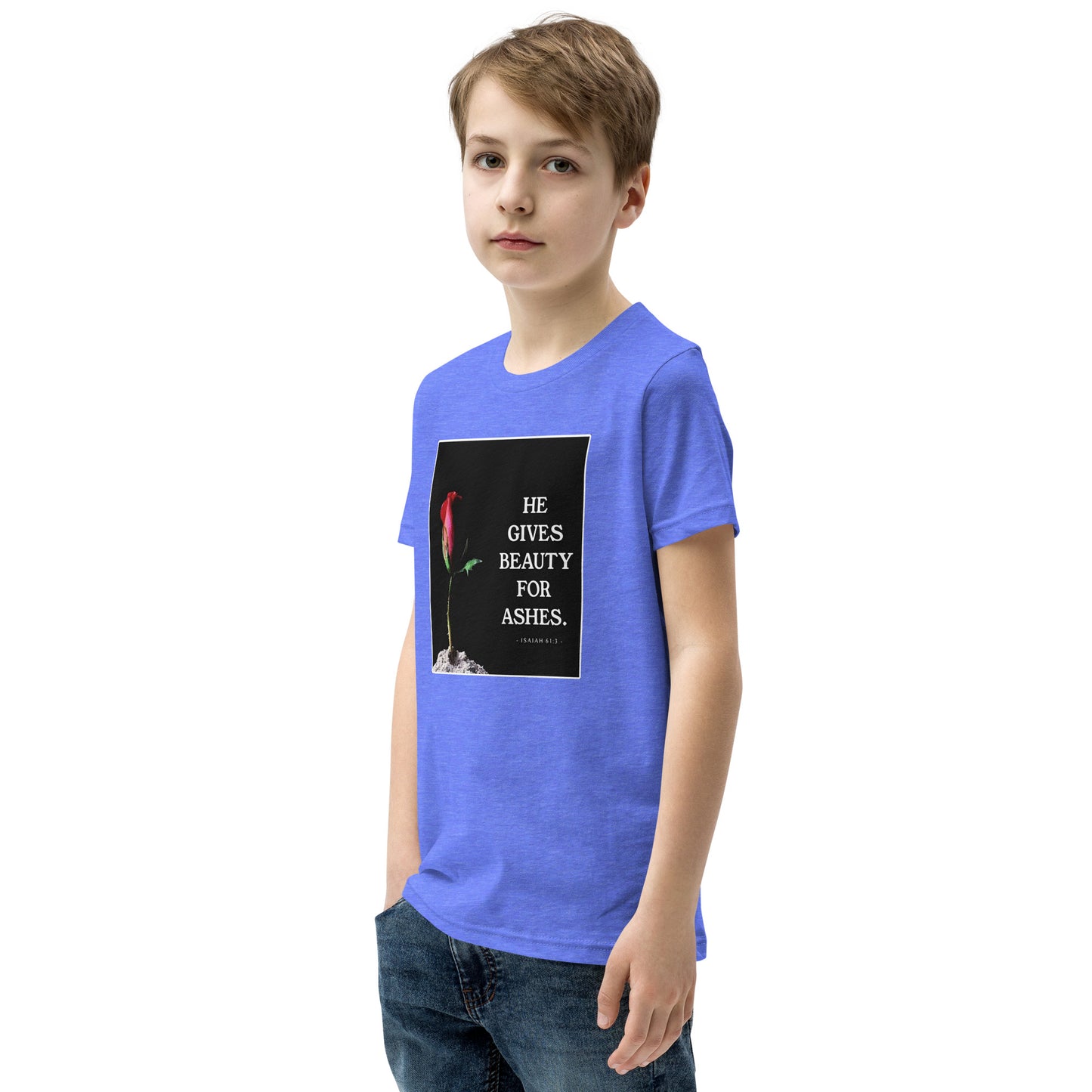 Isaiah 61:3 Beauty For Ashes Youth Short Sleeve T-Shirt