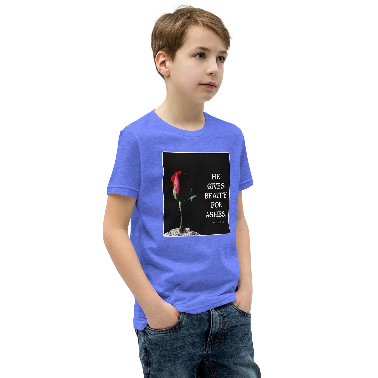 Isaiah 61:3 Beauty For Ashes Youth Short Sleeve T-Shirt