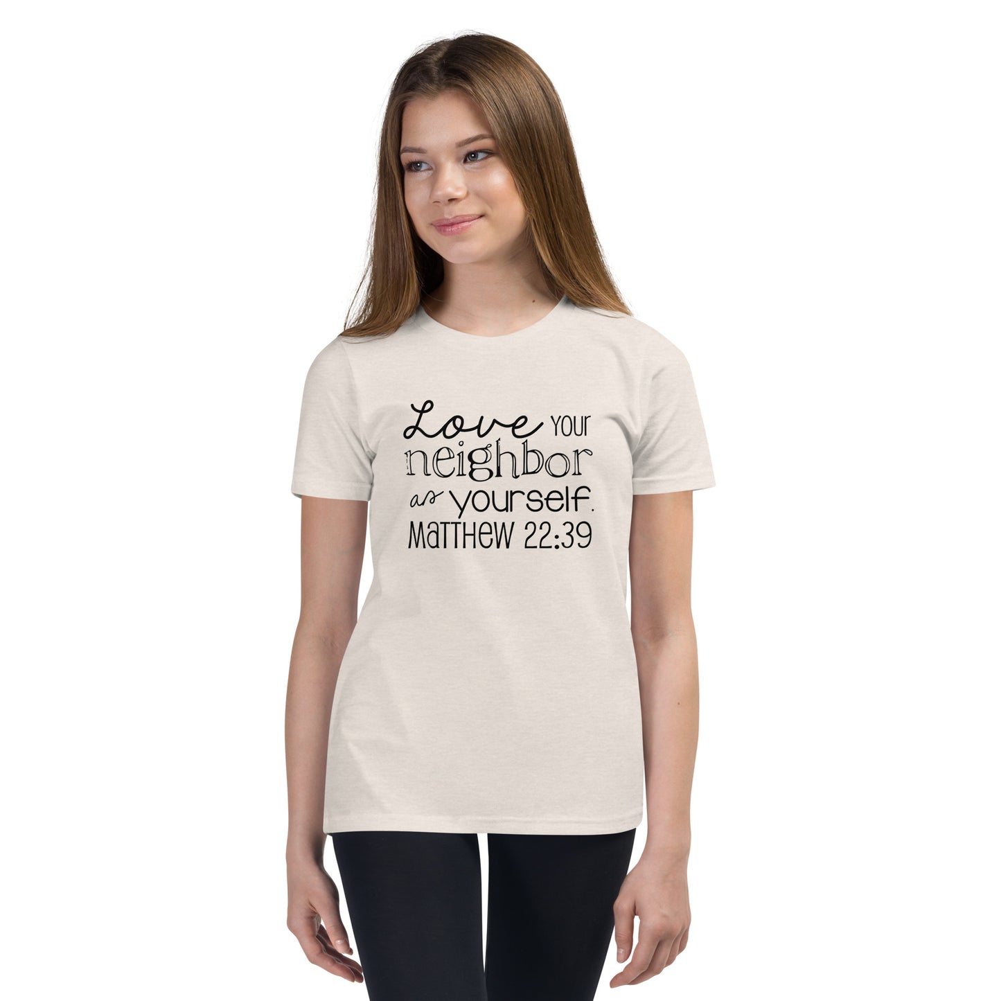 Luke 10:27 Love Your Neighbor as Yourself Youth Short Sleeve T-Shirt