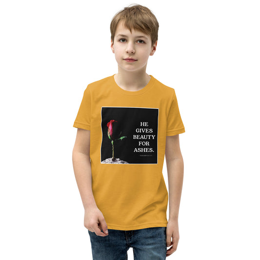 Isaiah 61:3 Beauty For Ashes Youth Short Sleeve T-Shirt