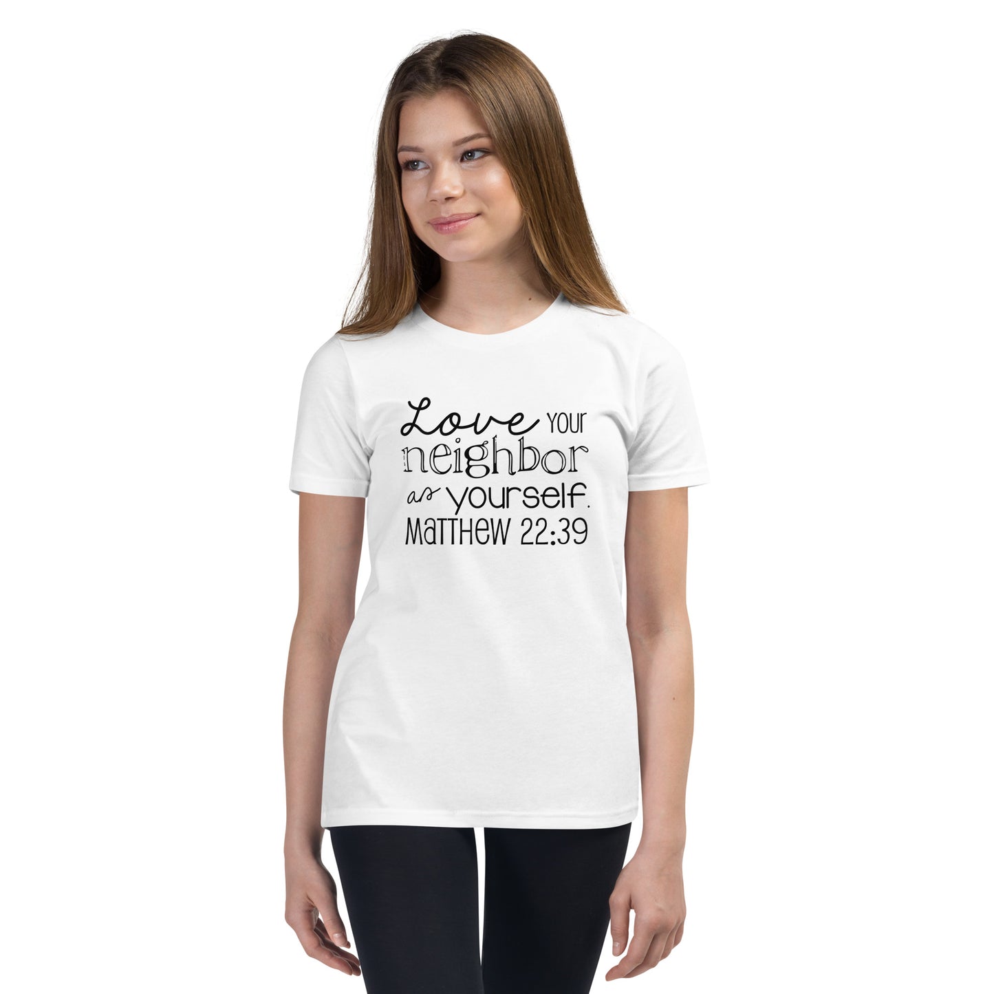 Luke 10:27 Love Your Neighbor as Yourself Youth Short Sleeve T-Shirt